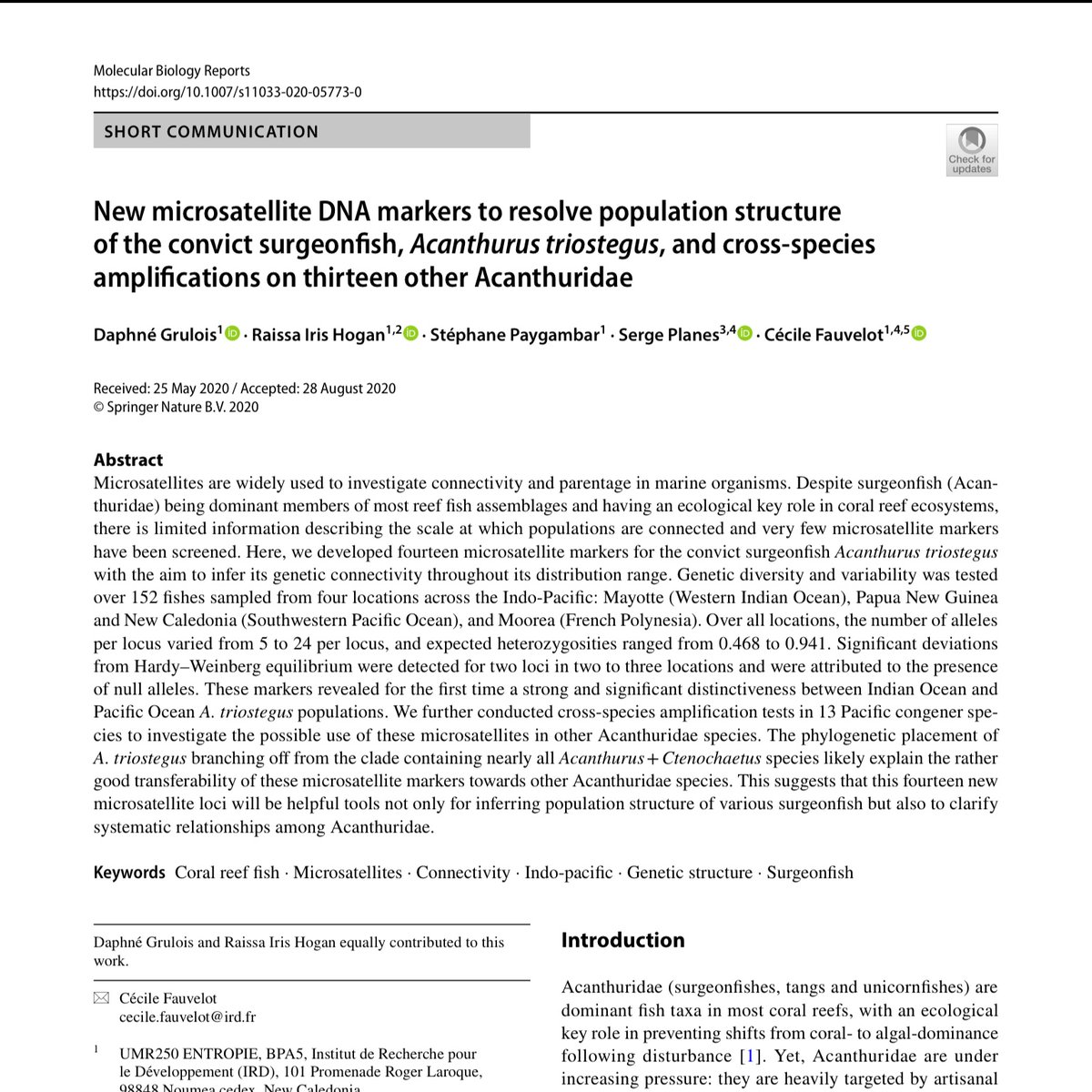 saltydogdrifter's tweet image. With enormous happiness I would like to share our paper on coral reef fish #connectivity and #geneticstructure across the #IndoPacific! Thanks so much to Cécile Fauvelot @CFauvelot for being always an inspiration to me! #Microsatellites rdcu.be/b6W0m