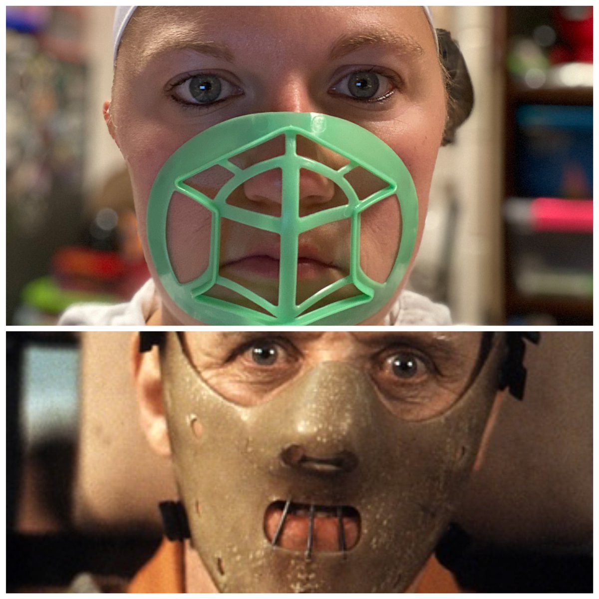 MrsMohl_HPE's tweet photo. I got one of those plastic things that go under your face mask to keep you from sucking the mask onto your face... #itworksthough #andicantbitepeople #everyonewins 😂😂🤷🏼♀️😷 https://t.co/F0Ew44JPyA