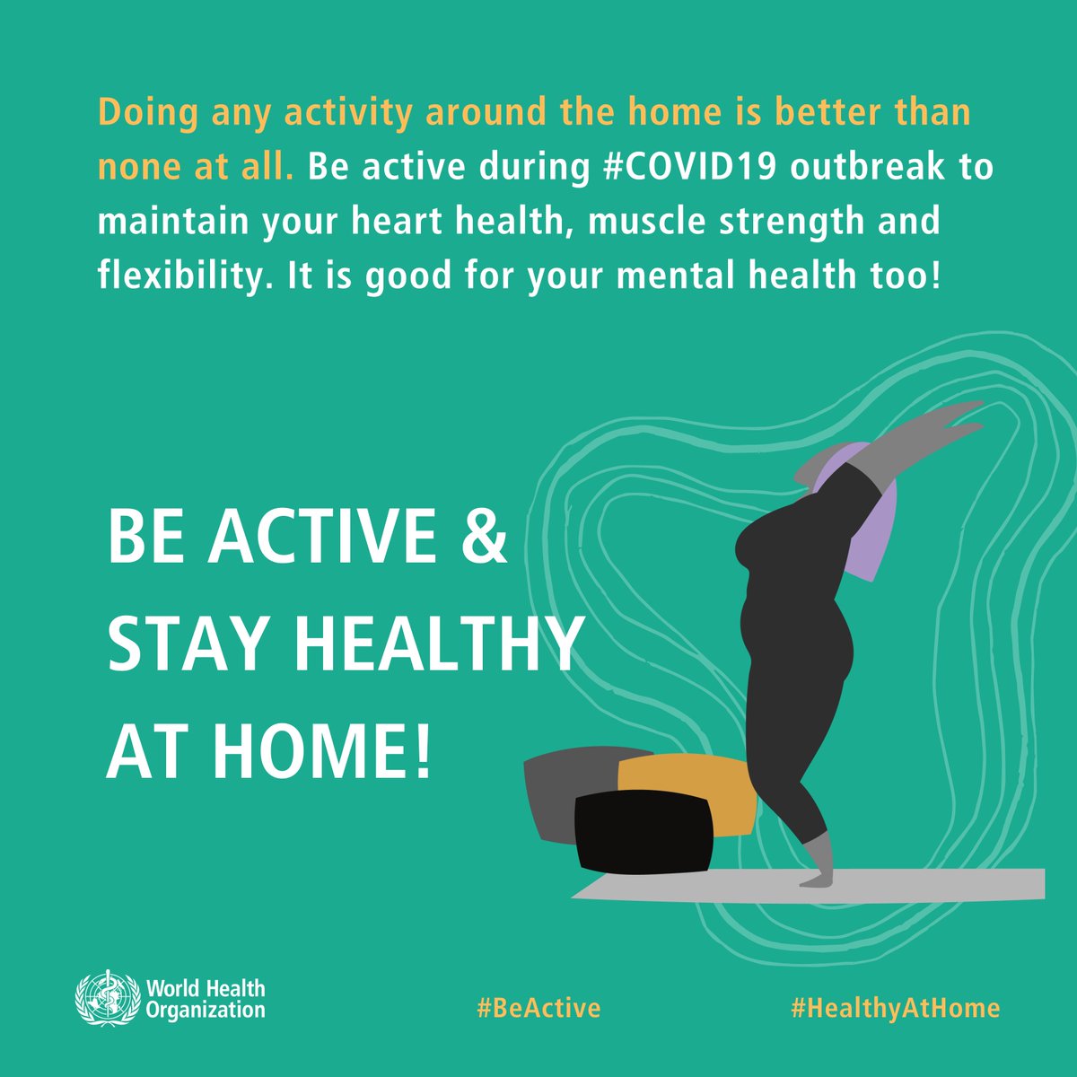 RPIhealth's tweet photo. Whether it's cleaning, going up and down the stairs, or doing yoga on the living room carpet - it's movement, and it's good for you. #WorkItWednesdays https://t.co/R1PwnZnbE7