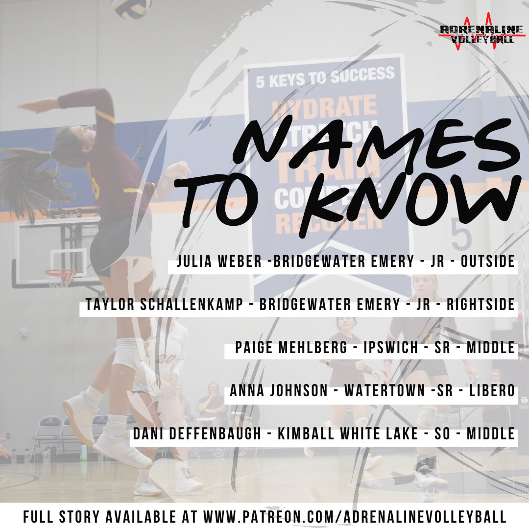 VBAdrenaline's tweet image. Another great week of VB is in the books, and the growing talent all over the state continues to impress us. We collect #NamesToKnow from our database as we make our rounds to see teams &amp;amp; athletes from all over the state! Here are a couple you need to be on the lookout for....