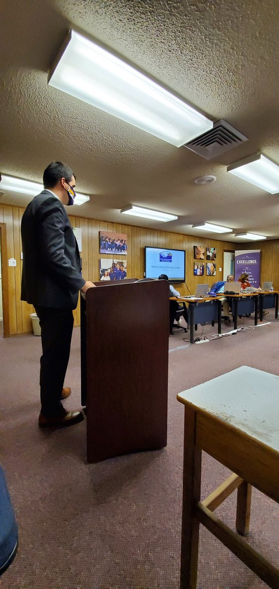 PrinceEdwardSch's tweet photo. Mr. Walker is presenting an update on virtual learning. Dr. J commended Walker and his team for all of their hard work. #livefromtheschoolboard #eaglepride #digitaltogetherness https://t.co/tZWksMvkjr