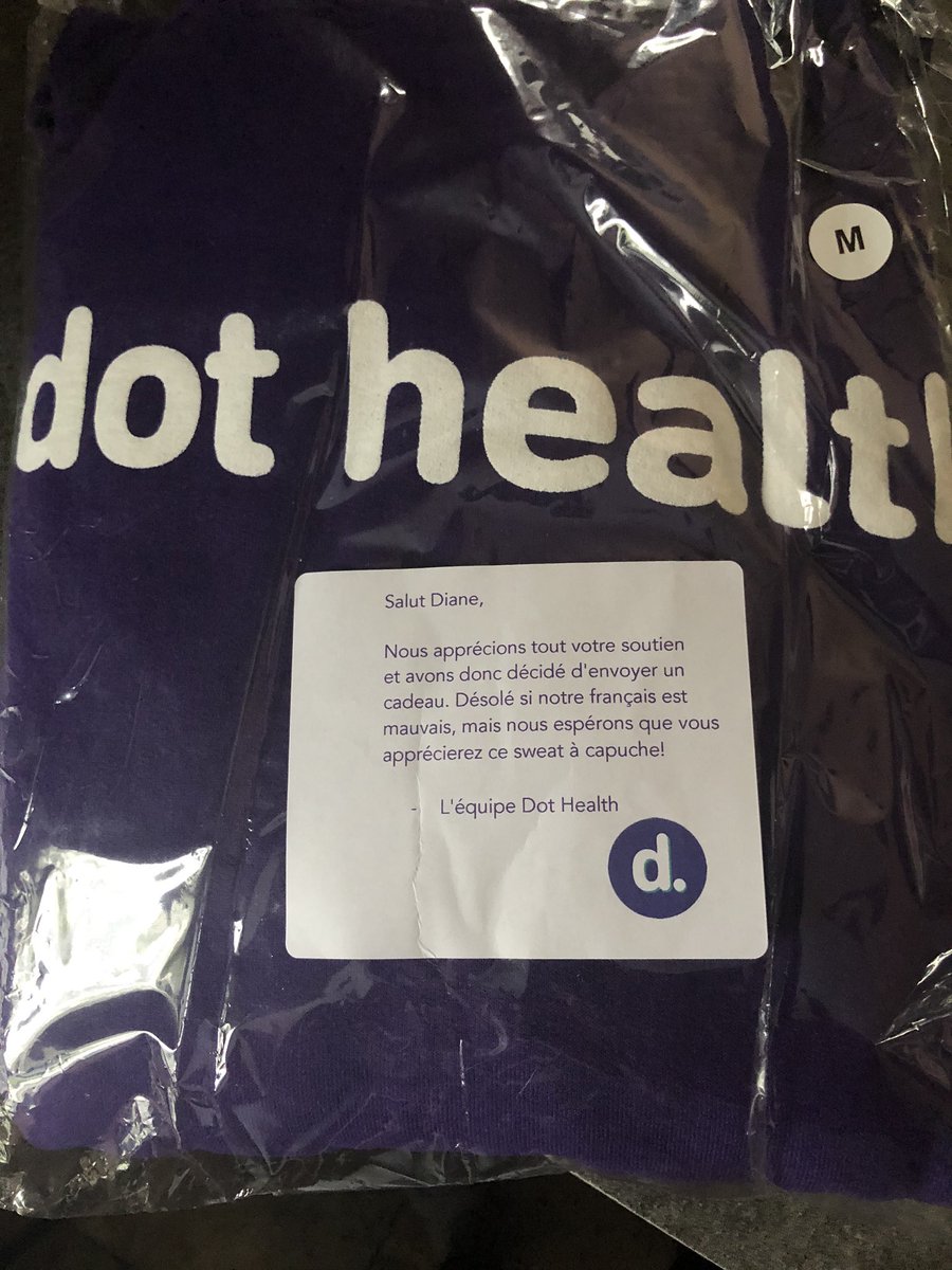 Surprise! Warm thanks to the <a href="/DotHealth/">Dot Health</a> crew and the fabulous <a href="/hidrees/">Huda Idrees</a> for the gift. Impressed by the personnalized note; your French is great 😆. Will wear it proudly ☺️