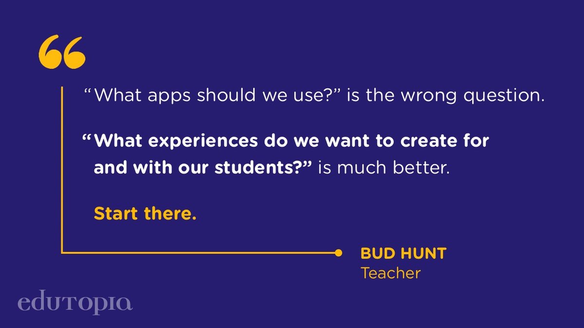 Thanks <a href="/budtheteacher/">Bud Hunt</a> and <a href="/edutopia/">edutopia</a> for the reminder that even online it is not about the tool or the strategy but about collaboration with our students for their learning.  #ppsAVID #studentcentered