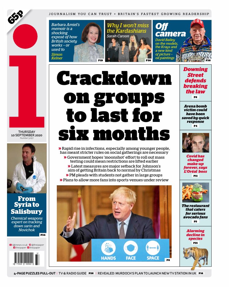 Thursday's i: "Crackdown on groups to last for six months" #TomorrowsPapersToday #BBCPapers