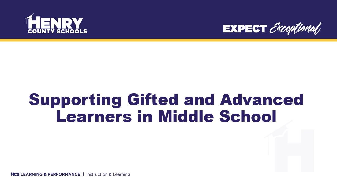HCS_Advanced's tweet photo. Hi, middle school teachers! Join us Thursday, September 10 at 4:30 to learn about ways to support both the academic and social emotional needs of your gifted and advanced learners. Here’s the link => https://t.co/axmsThjMuC #ExpectExceptionalHCS #HenryAdvanced https://t.co/wpyTSIRguq