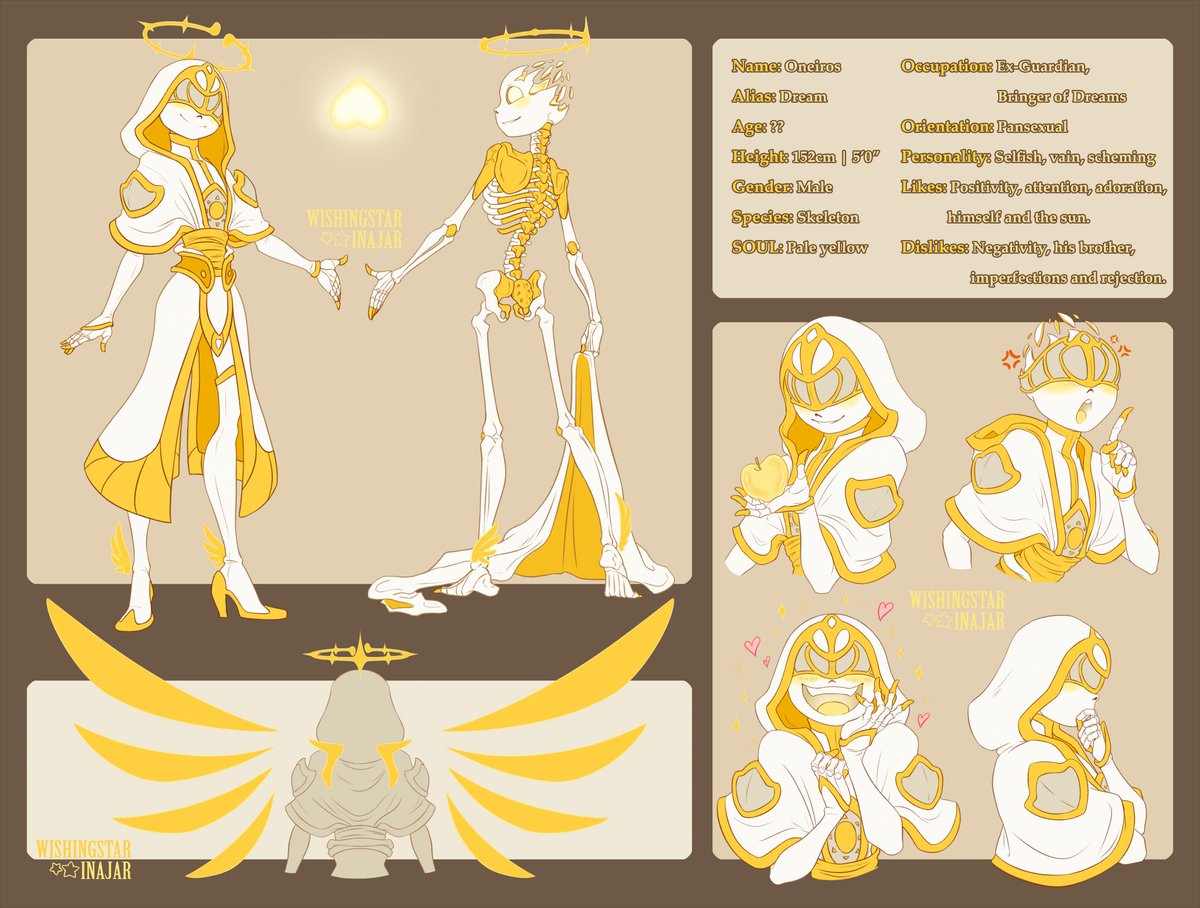 WishingStarInAJar ✨🫙 on X: The finished character sheet for my AU version  of Dream Sans. Please meet Oneiros, the addictive ex-Guardian of the Sacred  Tree, now the Bringer of Dreams✨☀️ Full profile