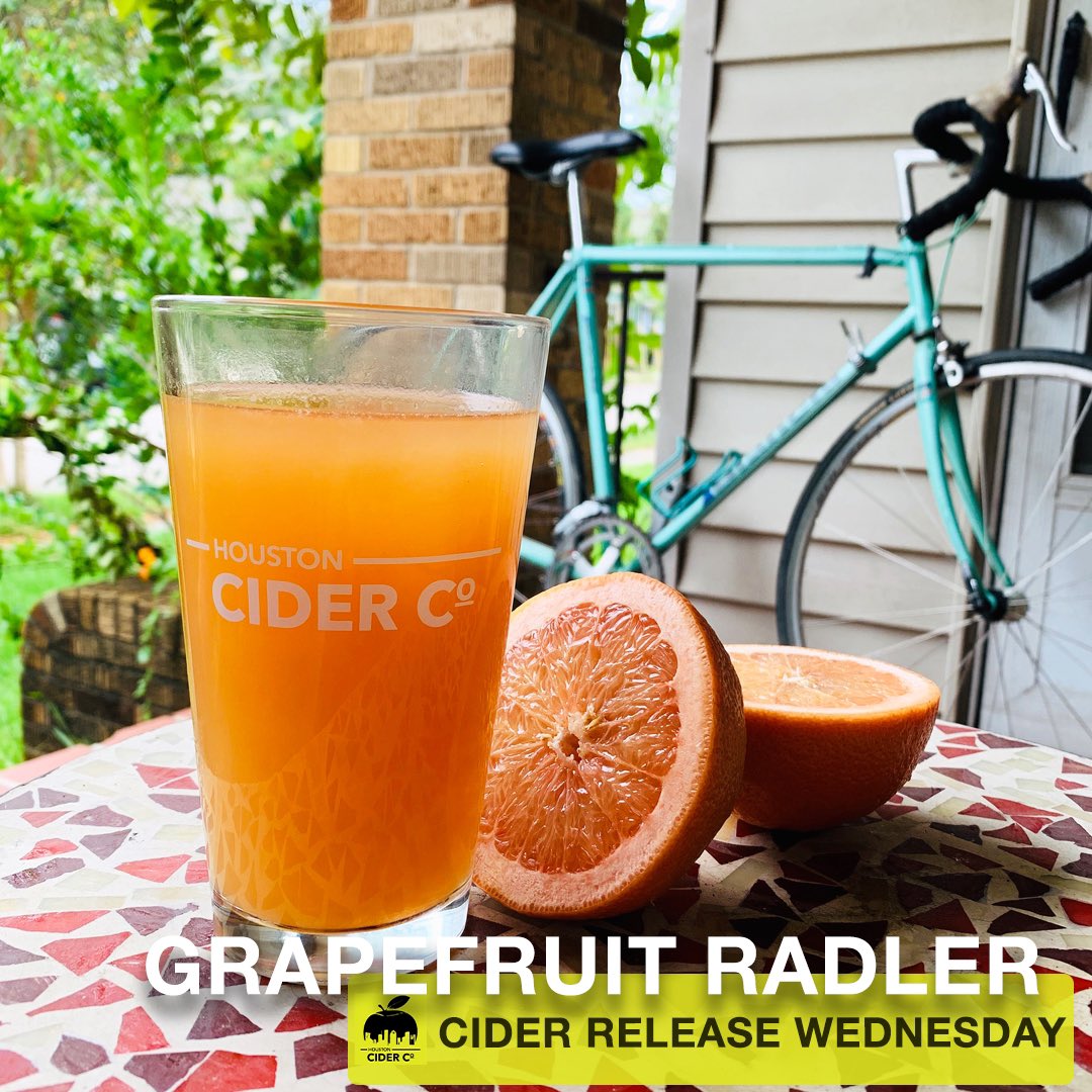 Is it still summer? Cool off with our #new #ciderreleasewednesday Grapefruit Radler. 3% ABV and loads of grapefruit. #houstoncider