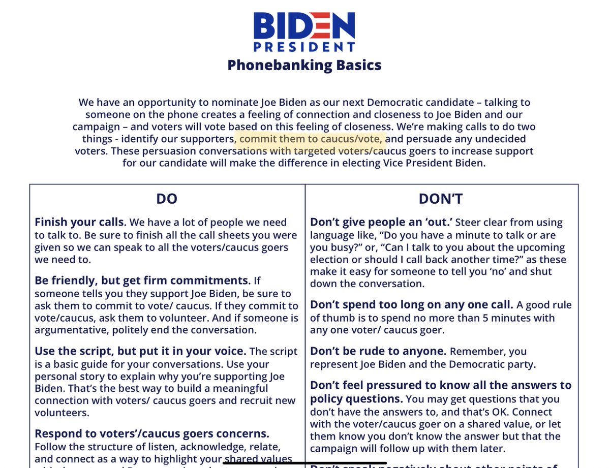 On the same page, the “Making Phone Calls Tool Kit” takes you to links for phone banking scripts, instructions and checklists, all outdated and referring to the primaries and caucuses. (3/6)