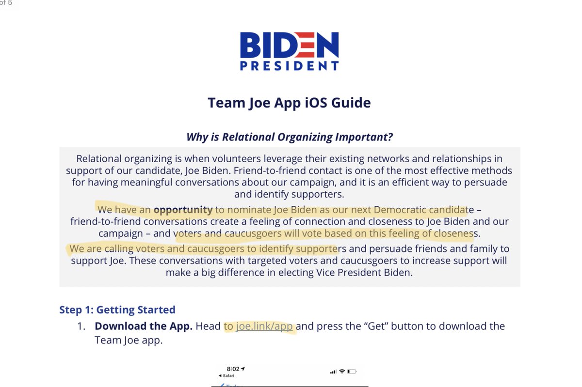 The “Team Joe App Guide,” tells us we have the chance to nominate Biden as our next Dem candidate and the link to the Biden app is dead. Also, the instructions about how to use the app are irrelevant because there’s a new version of it anyway. (5/6)