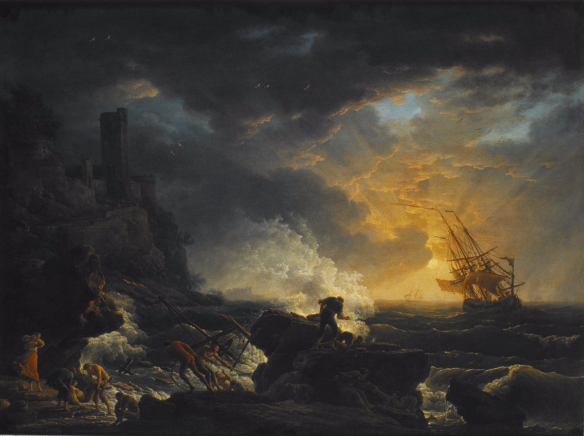 historiayarte_'s tweet photo. “Naufragio” es una obra del pintor francés, Claude-Joseph Vernet realizada alrededor de 1759. Fue uno de los paisajistas y pintor de marinas más importantes de Francia del siglo XVIII. https://t.co/JmMOsjnFee