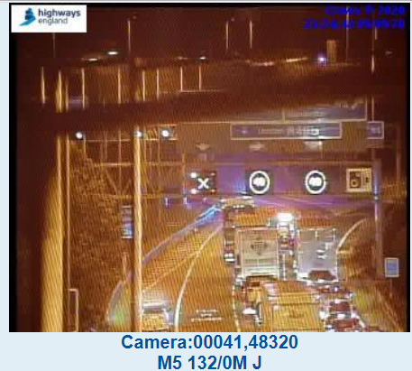 #M5 Northbound exit to M4 at #AlmondsburyInterchage - Traffic is currently held due to a collision. <a href="/ASPolice/">Avon and Somerset Police</a> and #TrafficOfficers are on scene. We will release the traffic as soon as the damaged vehicles are clear of live lanes. Thank you