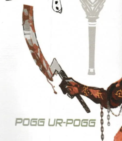 The design for the other 3 is not particularly African however Pogg is seen wielding specifically African weapons, notably the Egyptian khopesh like Apocalypse as well as what seems to be an African battle axe, even if the design is similar to that of a throwing knife