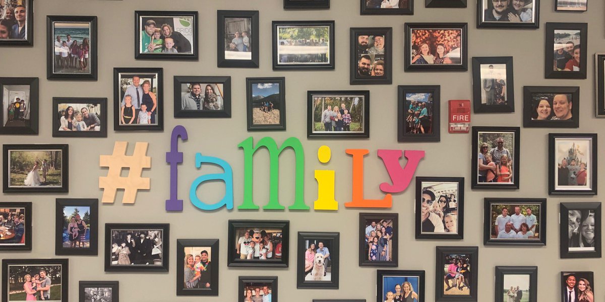 PrincipalRLA's tweet photo. This is such a fun wall in our staff lounge!  Who doesn’t love seeing their family represented. It takes everyone to do this job and just having their pictures up can bring a bit of comfort.  #celebratEd #kidsdeserveit #CultureEd #educhat #MOedchat #BeTheOne #champforkids https://t.co/v8o7AbMVku