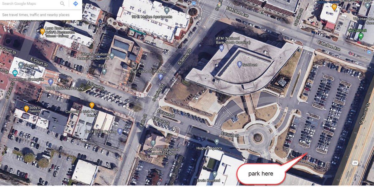 <a href="/F3SwampRabbit/">F3 Swamp Rabbit</a> For those posting at <a href="/F3MainThang/">F3MainThang</a> tomorrow, please note that we're launching from the parking lot behind SunTrust bank (see pic below) for #IPC #week2.  Also you need to bring a cinderblock with you.  We'll have some extras.....  C ya at 0515