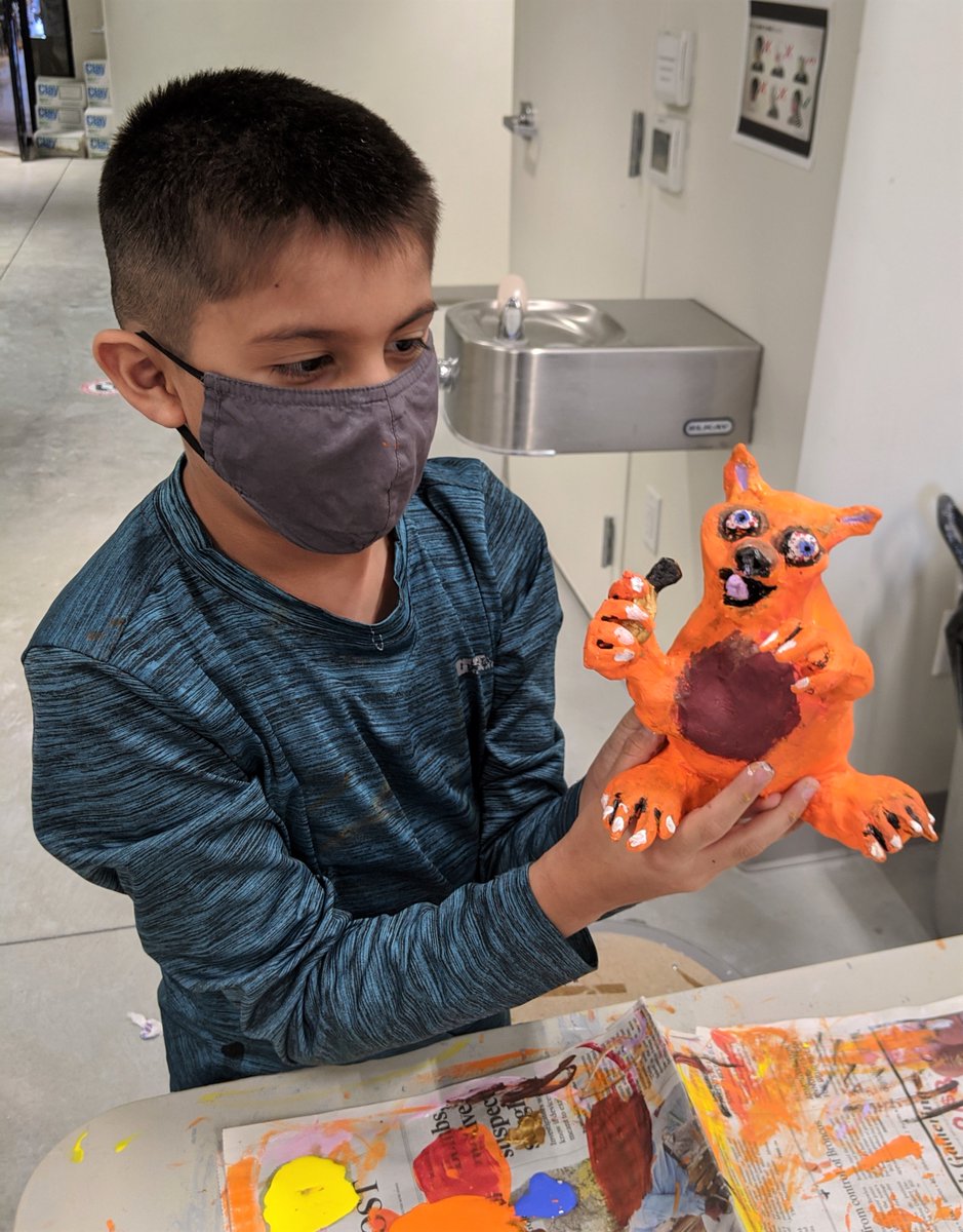 DAVArts's tweet image. Students in DAVA&apos;s ceramics classes are learning all about colorful Alebrijes with our resident artist, Cal Duran. #StayingSafeatDAVA #Alebrijes #ClayCreatures