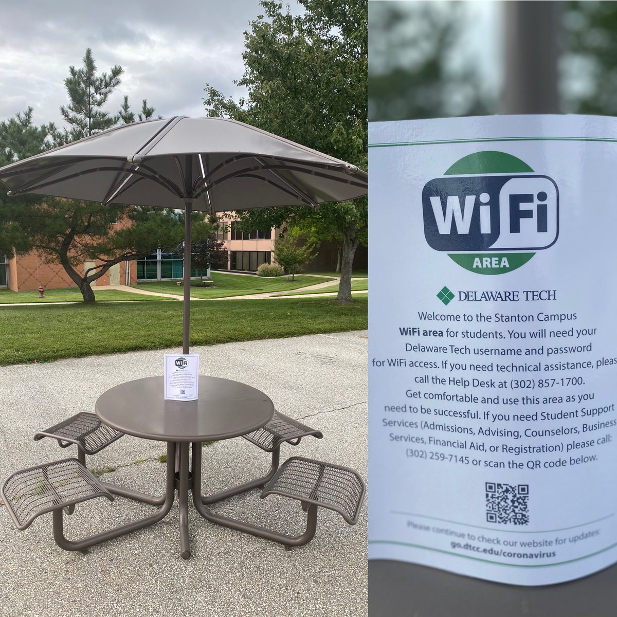 All students can take advantage of the exterior WiFi and seating that is available at each of our four campus locations ⁦@delawaretech⁩ #dtccpride
