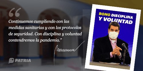 CarnetDLaPatria's tweet photo. Inicia la entrega del Bono Disciplina y Voluntad enviado por nuestro Presidente @NicolasMaduro  a través del @CarnetDLaPatria. La entrega tendrá lugar entre los días 9 al 19 de septiembre de 2020.

#6DVenezuelaElige https://t.co/LhabVMwDmz