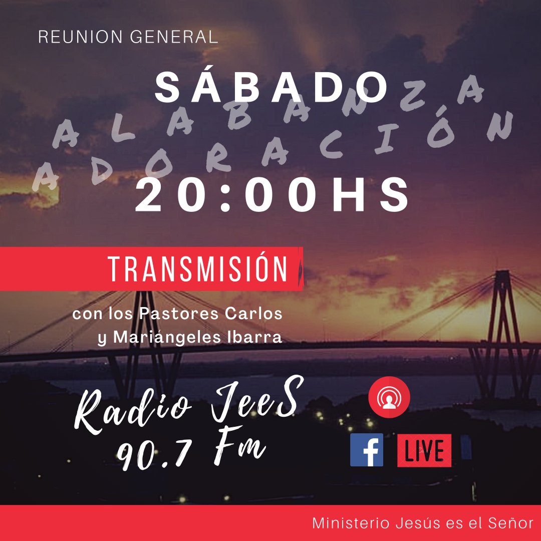 JeeSCorrientes's tweet photo. Este fin de semana conectate a las reuniones por Facebook "Radio JeeS 90.7" o sintoniza la 90.7 fm Radio JeeS

Invita a un amigo que tambien lo haga.

#JEESENCASA https://t.co/uwVb3os9Nr
