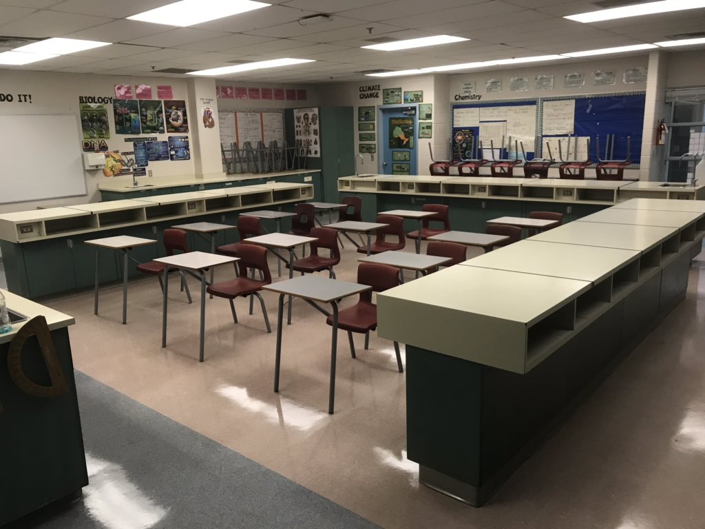 MrFischerHT's tweet photo. This science lab is in need of some scientists. I don’t remember being this excited for a school year to start. See you on Monday grade nines! https://t.co/sTm3TLfjwA
