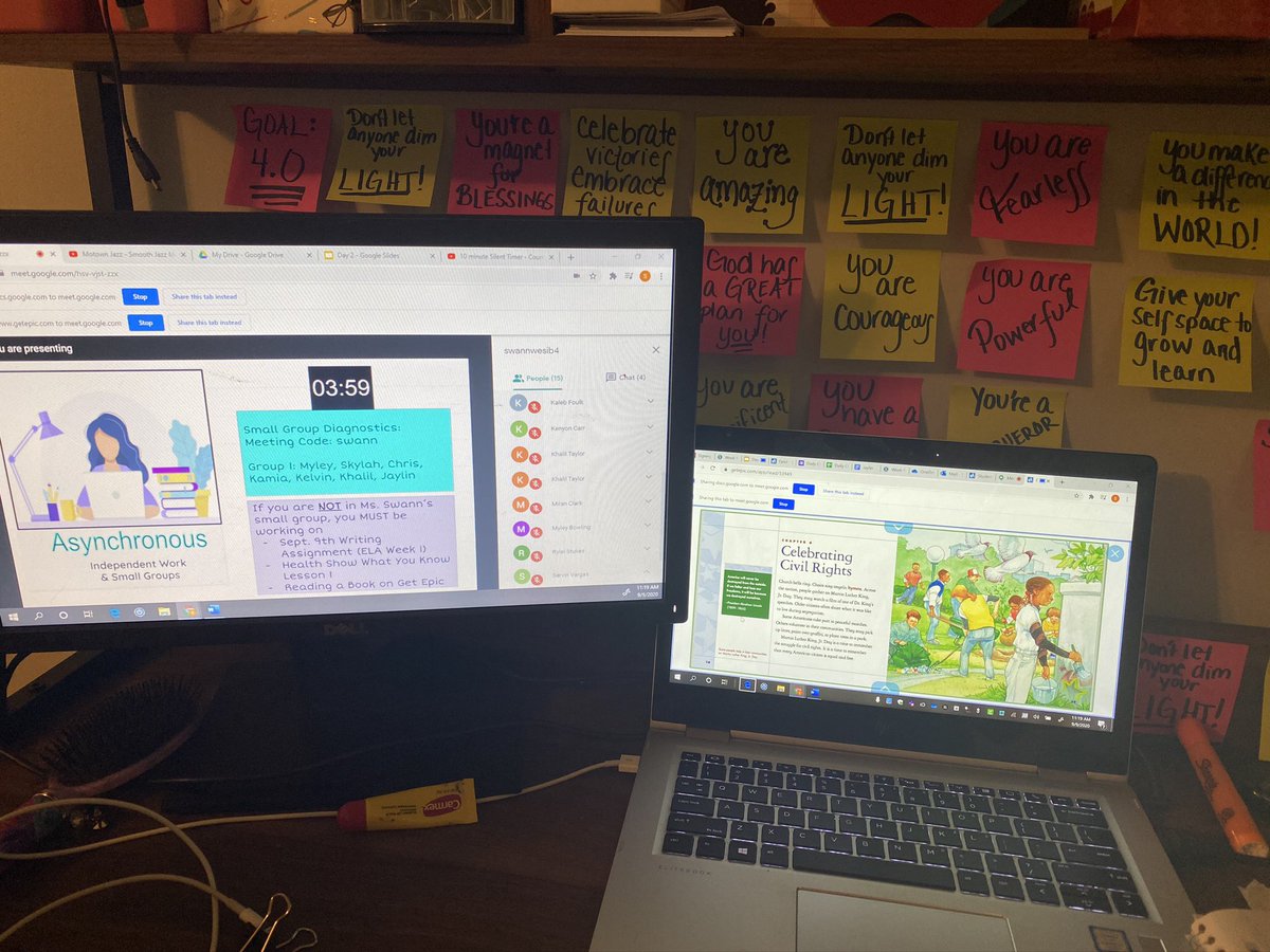 ShanitaAbles's tweet photo. Closing the barrier for confusion, providing small group intervention, and allowing consistent brain breaks. So far virtual learning is going well 🙌🏽🍏 #LilKurriculum #VirtualLearningisFun #YouGotThis #ResilientScholars They tried to guess my age too, the comments🤣 #1908 💕🍏 https://t.co/wzENoBKjmJ