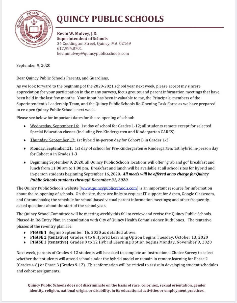 September 9 Welcome Back to School Message <a href="/CityofQuincy/">City of Quincy</a>