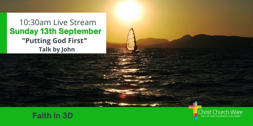 Our new sermon series starts on Sunday. Faith in 3D - navigating choppy waters by catching the wind of the Spirit &amp; fixing our eyes on Jesus. Up to God - our first talk by John is about putting God first. Join us @ 10:30am on Sunday christchurchware.co.uk/live-stream.ht…