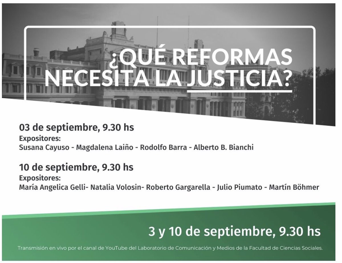 UCASociales's tweet photo. 🤓Mañana 10/9 en @UCASociales 👉 ⏰9:30👉2do encuentro de ✍️Qué #refromas necesita la #justicia?Organiza: @EPG_UCA ⏰18:00👉Ciclo de extensión #prosed: Conversaciones con expertos: La #escuelacatolica en clave de #inclusión y efectividad. @ucaeducacionAR https://t.co/0z4e9v7Sok