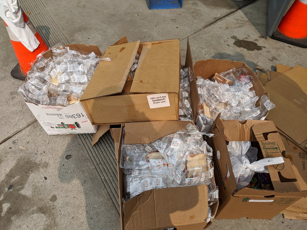 We were doing ice water and Narcan drops to some unhoused comrades today and stumbled upon this. We helped a resident there sort it out and she said someone just dumped a bunch of food without speaking to anyone. It sat there all night and ended up being covered in ants...