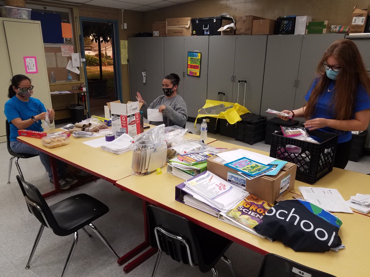 Sun Terrace ASP staff hard at work putting together next weeks take/make packets and we also have Birthday certificate ready for all students who have birthday for August, September and October. @ejamesrego @mdusd_stephanie @CARES_ASP