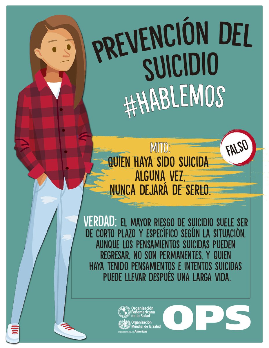 OPSOMSBolivia's tweet photo. El suicidio puede ocurrir a cualquier edad y es la tercera causa de muerte entre los jóvenes de 20 a 24 años en la Región de las Américas. #Hablemos. Hoy es el Día Mundial de la Prevención del Suicidio. Tómate un minuto. Cambia una vida. https://t.co/L8KWNALdH7