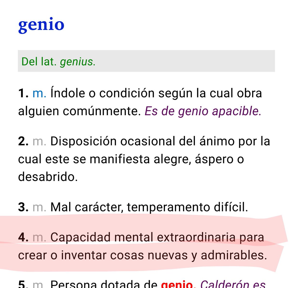 JoldeLain's tweet photo. @CarmenFCollado No sé qué significa para tí la palabra "genio"... Mira lo que dice la RAE, a ver si Paco era un genio o no... https://t.co/Hmn2oc2iWm