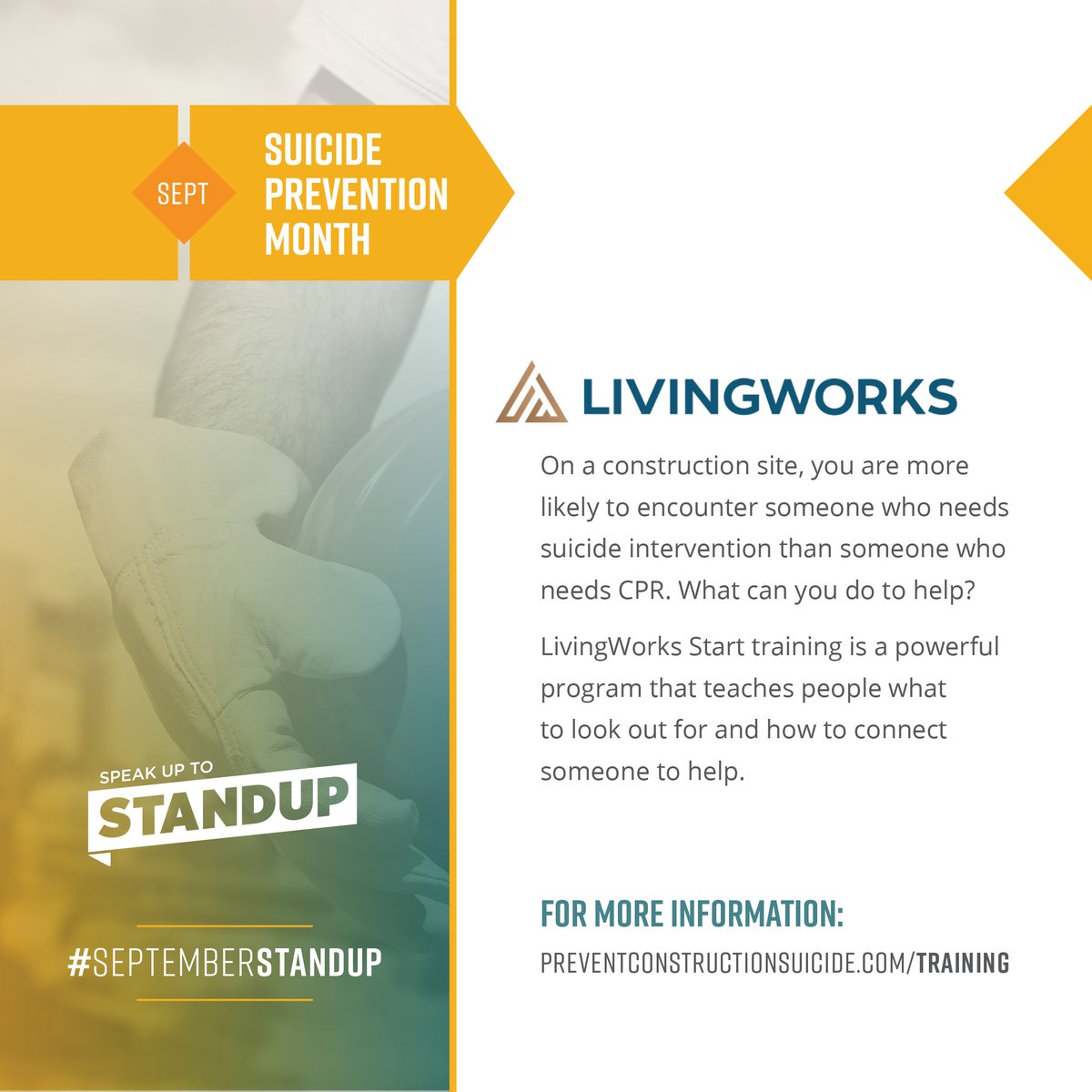 theCIASP's tweet photo. After taking the @Living_Works training, 97% of trainees said they would recommend the training to a co-worker and 92% said the training was relevant to them. Register today! https://t.co/RD6A5GHZ6h
#provideTraining #SeptemberSTANDup #SuicidePreventionWeek https://t.co/loRtks4vrH