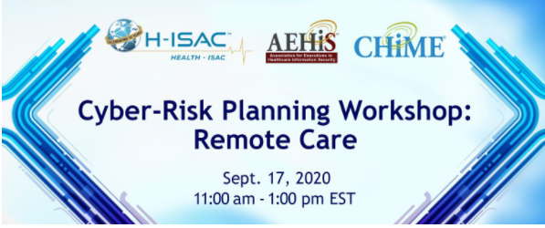 AEHIS/CHIME and H-ISAC are hosting a Virtual Cyber-Risk Planning Workshop on Remote Care for members across both orgs. This is open to @AEHIA, @AEHIS @AEHIT members and Foundation Partners, and H-ISAC members. Learn more/register: aehis.org/cyber-risk-pla…
#cyber #remote