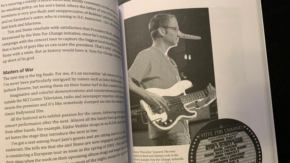 CptKiddBooks's tweet photo. PJ VOTES! Join them > https://t.co/WegwURewXK 
⁠
In 2004, #PealJam were part of the Vote For Change tour that unsuccessfully attempted to deny George W. Bush a second term. ⁠Camera with flash from the alternative PJ biography by #HenrikTuxen, chapter 6. #WhenWeAllVote https://t.co/3L9Olxdl4j