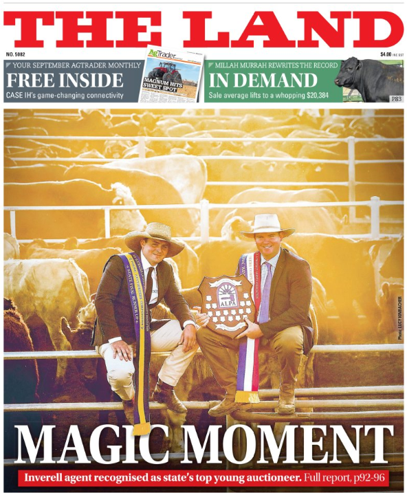 Front page of <a href="/thelandnews/">The Land</a>.

Thanks for the great coverage of the 2020 ALPA NSW Young Auctioneers Competition <a href="/KBaileyMarkets/">Karen Bailey</a>, <a href="/LucyKinbacher/">Lucy Kinbacher</a> and The Land team.