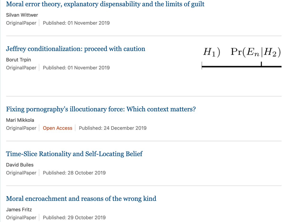 ...I looked at generalist ones and some specialist ones. My judgement re what articles are the right sort of focus-on-social categories to count as woke. But reproducing the table of contents and my counts so you can check on me. Ok so! Phil Studies  https://link.springer.com/journal/11098/volumes-and-issues/177-10 0/19