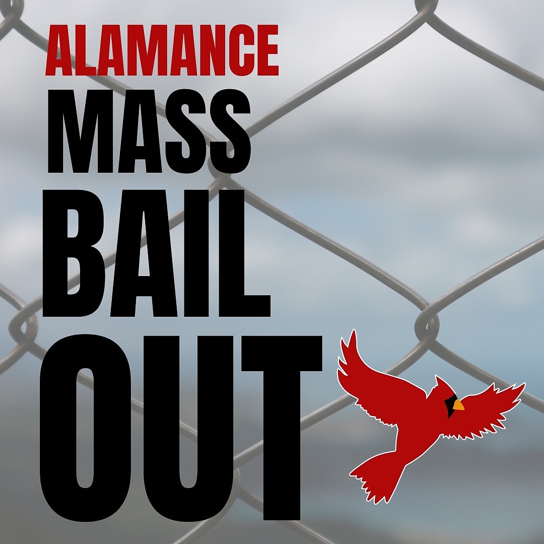 DownHome_NC's tweet photo. Our members in #Alamance will be bailing out three individuals from the Alamance County Jail tomorrow where a massive COVID outbreak has been allowed to occur. #MassBailOut #DownHome https://t.co/v0FSKmnxgo
