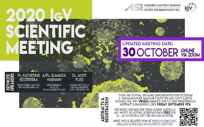 ASI VIC TAS branch (@immunogroupvic) on Twitter photo Please note change of date for the 2020 IgV Scientific Meeting to October 30th. Tomorrow is the last day to submit an abstract! <a href="/ASImmunology/">Australian and New Zealand Society for Immunology</a> <a href="/Immetab_asi/">ASI - Immunometabolism SIG</a> Please note change of date for the 2020 IgV Scientific Meeting to October 30th. Tomorrow is the last day to submit an abstract! <a href="/ASImmunology/">Australian and New Zealand Society for Immunology</a> <a href="/Immetab_asi/">ASI - Immunometabolism SIG</a>
