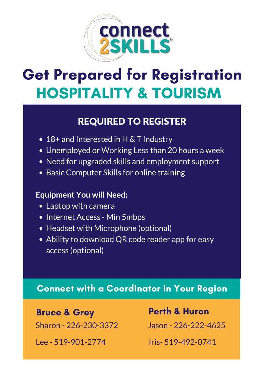 fclmpb's tweet photo. If you haven't already registered for the connect2SKILLS Hospitality &amp; Tourism online training it's not too late! Connect with one of our coordinators to secure your spot now! https://t.co/r32Dfkor74