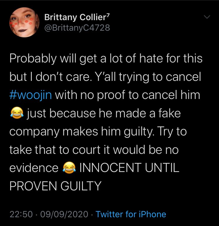 I can’t believe people are defending Woojin!  1) you NEVER disregard a rape victim’s story. EVER. In any sexual assault case we should ALWAYS believe the victim, who was mentally, emotionally, and maybe even physically if they couldn’t get away, scarred. People like this are-