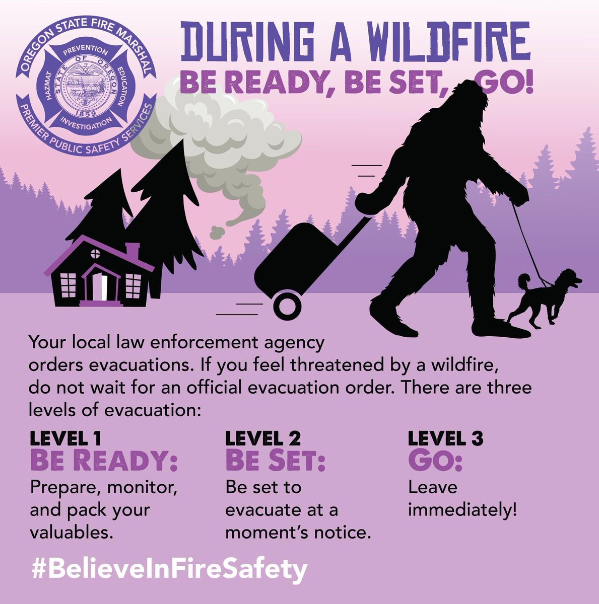 Be sure to closely monitor wildfire evacuation orders for your area and listen to local officials. A guide to understanding the evacuation levels can be found here and below.