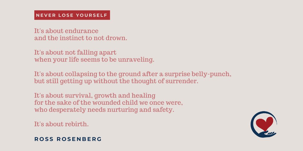 RossRosenberg1's tweet photo. NEVER LOSE YOUR SELF, by Ross Rosenberg
Learn more 👉 https://t.co/Nd0wpTMja6
#rebirth #growth #growthmindset #innergrowth #healing #healingjourney #healingquotes #rossrosenberg #mentalhealth #letgo #poems #poemsforlife #healingpoems https://t.co/pWugUPVqKo