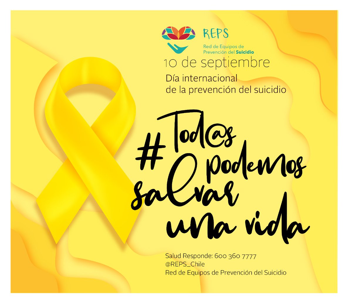 REPS_Chile's tweet photo. Mañana es el día mundial de la prevención del suicidio.Te invitamos a estar atent@ a quien tenga un intenso dolor emocional,prestándole contención a través de la escucha y validación,y facilitándole encontrar atención profesional en salud mental porque #Tod@sPodemosSalvarUnaVida https://t.co/W7ijrS3DEf