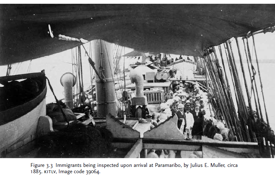 On 05/06/1873, 3-months after leaving Calcutta, Lalla Rookh arrived in Paramaribo, the first of many ships that transported East Indian indentured labourers to the Caribbean Basin  https://immigrantships.net/newcompass/pass_lists/suriname.html