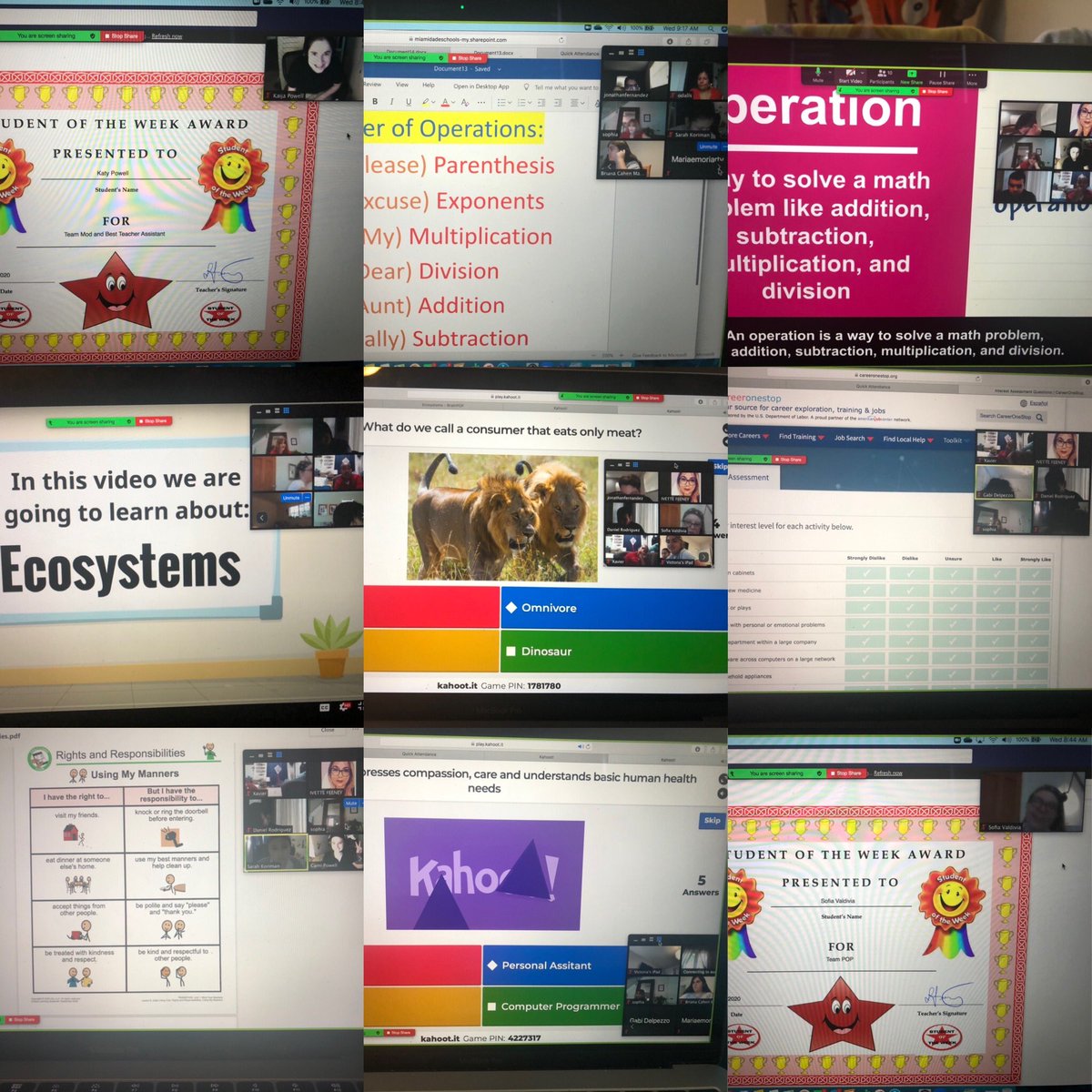 FeeneyIvette's tweet photo. Another full day of learning! Trying my best. #feeneysclass #kahoot #uniquelearning #MicrosoftTeams #zoom #modifiedcurriculum #brainpop @MiamiSup @CoralGablesSHS @OfficeofESE @reagan152 https://t.co/CauRcvrBiJ