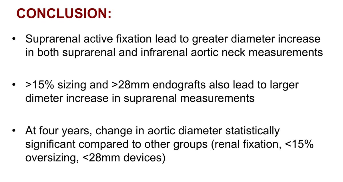 VascularOnline's tweet photo. From @MWVSSociety annual meeting: "Effect of Stent-graft Active Fixation and Oversizing on Aortic Neck Degeneration After Endovascular Aneurysm Exclusion for Infrarenal Aortic Aneurysm," presented by Lillian Malach #VascTwitter @LoyolaVascular https://t.co/CMTW8N0phj