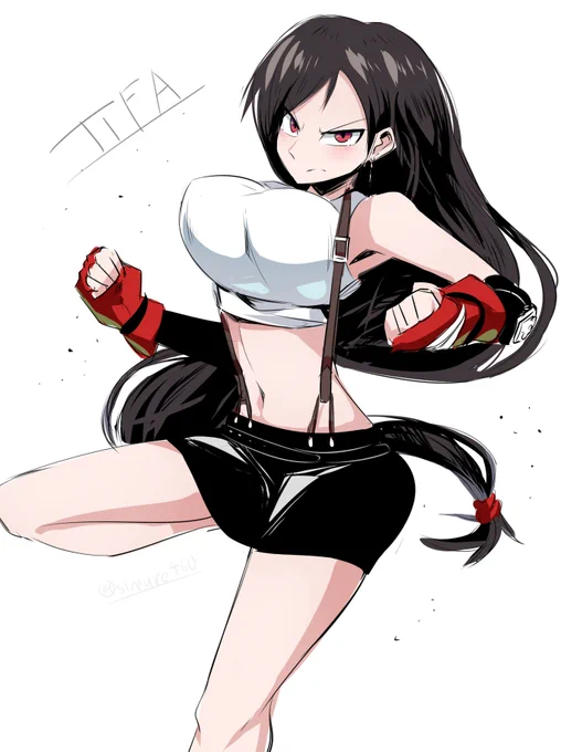 一時間ぐらいでティファ描くとなるとこうなる 