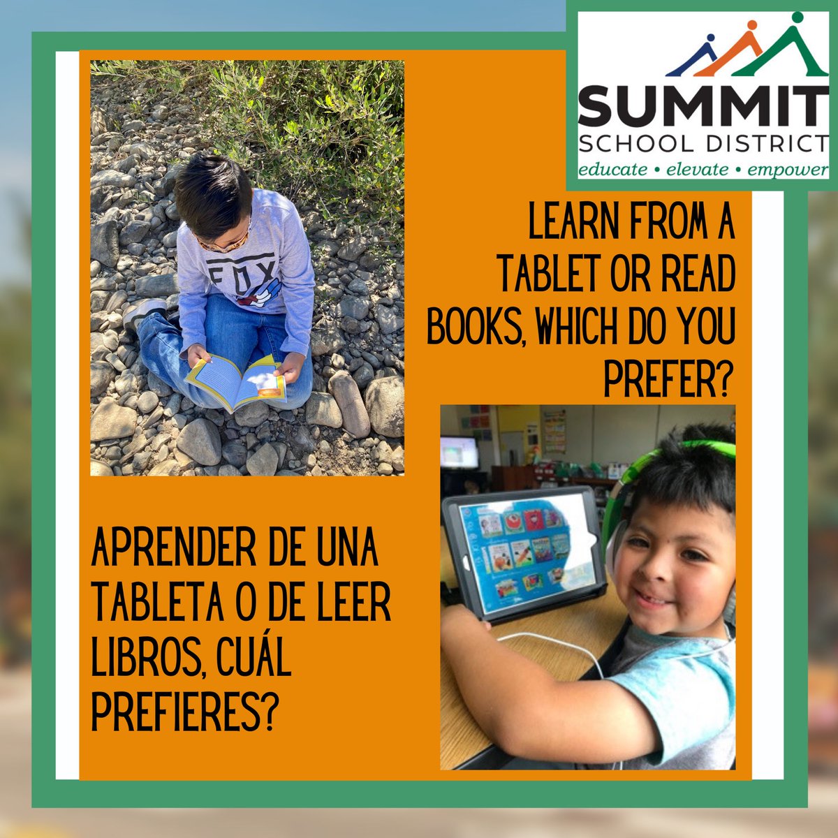 summitk12's tweet image. This yr. our scholars, staff, &amp;amp; parents have been challenged to do things differently. What’s 1 thing you’ve enjoyed so far?

Este año, nuestros estudiantes, personal y padres han tenido el desafío de hacer las cosas de manera diferente.  ¿Qué es lo que te ha gustado hasta ahora?