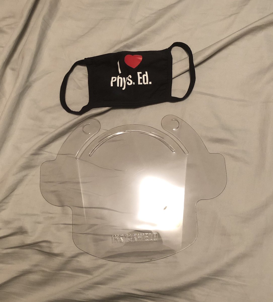 MrSadPE's tweet photo. @MsMuruato said it best! Huge thank you to @angie_VCSUKHP for this cool mask and face shield! These help the “new normal” feel a lot better! #KHPbethechange #VCSU https://t.co/JO3H8oi2bt