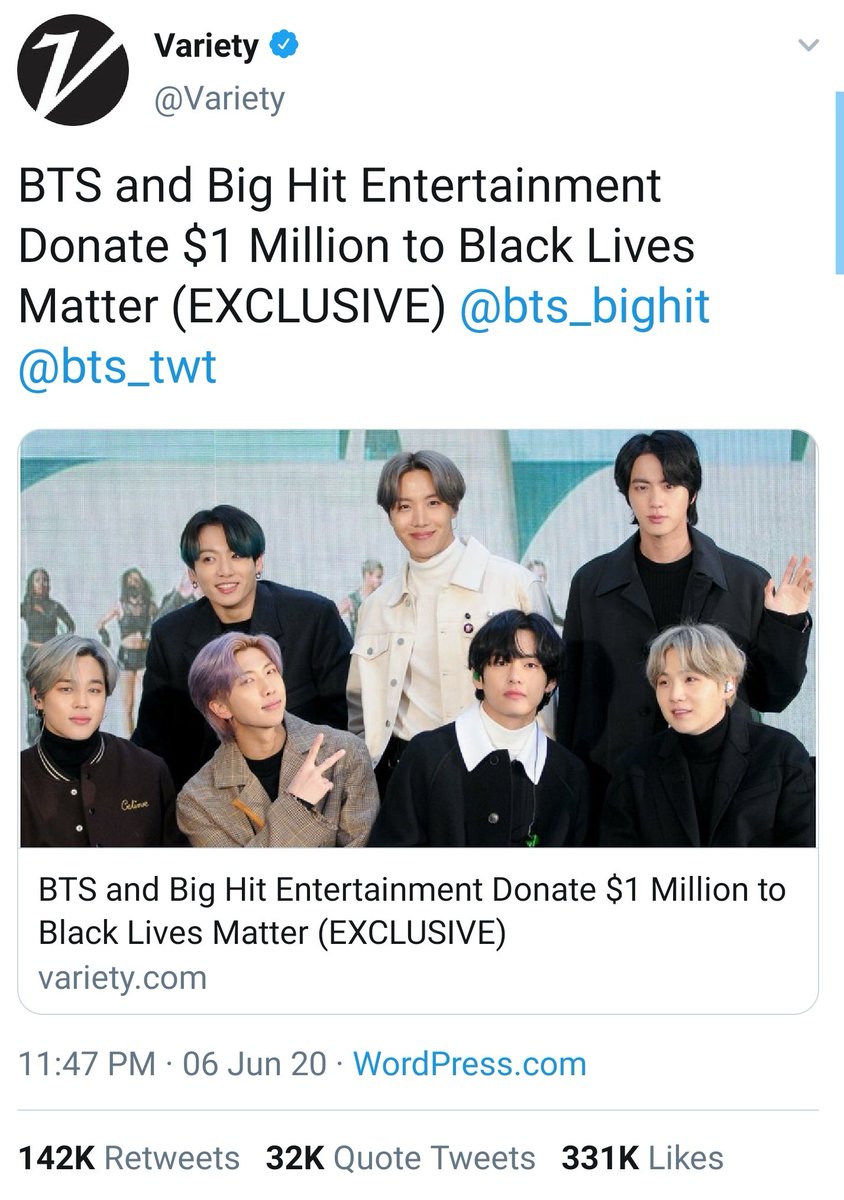 Saying you support a cause is one thing but putting your money where your mouth is is another. BTS not only spoke up about BLM movement, they also donated $1M which consequently inspired ARMYs to match their donation in 24 hours.